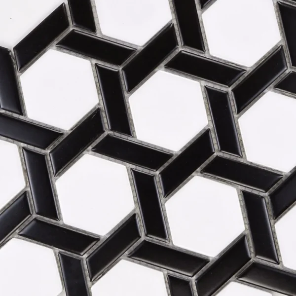 mozaika HEKSAGON STELLA BLACK & WHITE MAT - RAW DECOR 310,0 x 275,0 mm
