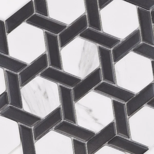 mozaika HEKSAGON STELLA MARBLE & BLACK MAT - RAW DECOR 310,0 x 275,0 mm
